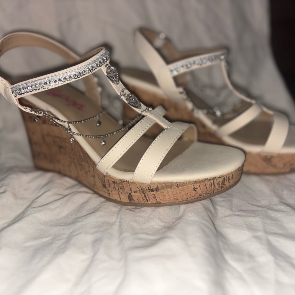 Elegant Cream Wedge Sandals